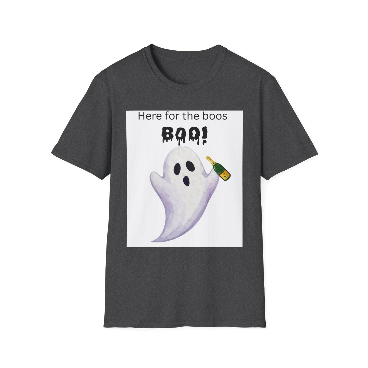 Halloween Ghost T-Shirt – "Here for the Boos" Boozy Ghost Party Tee