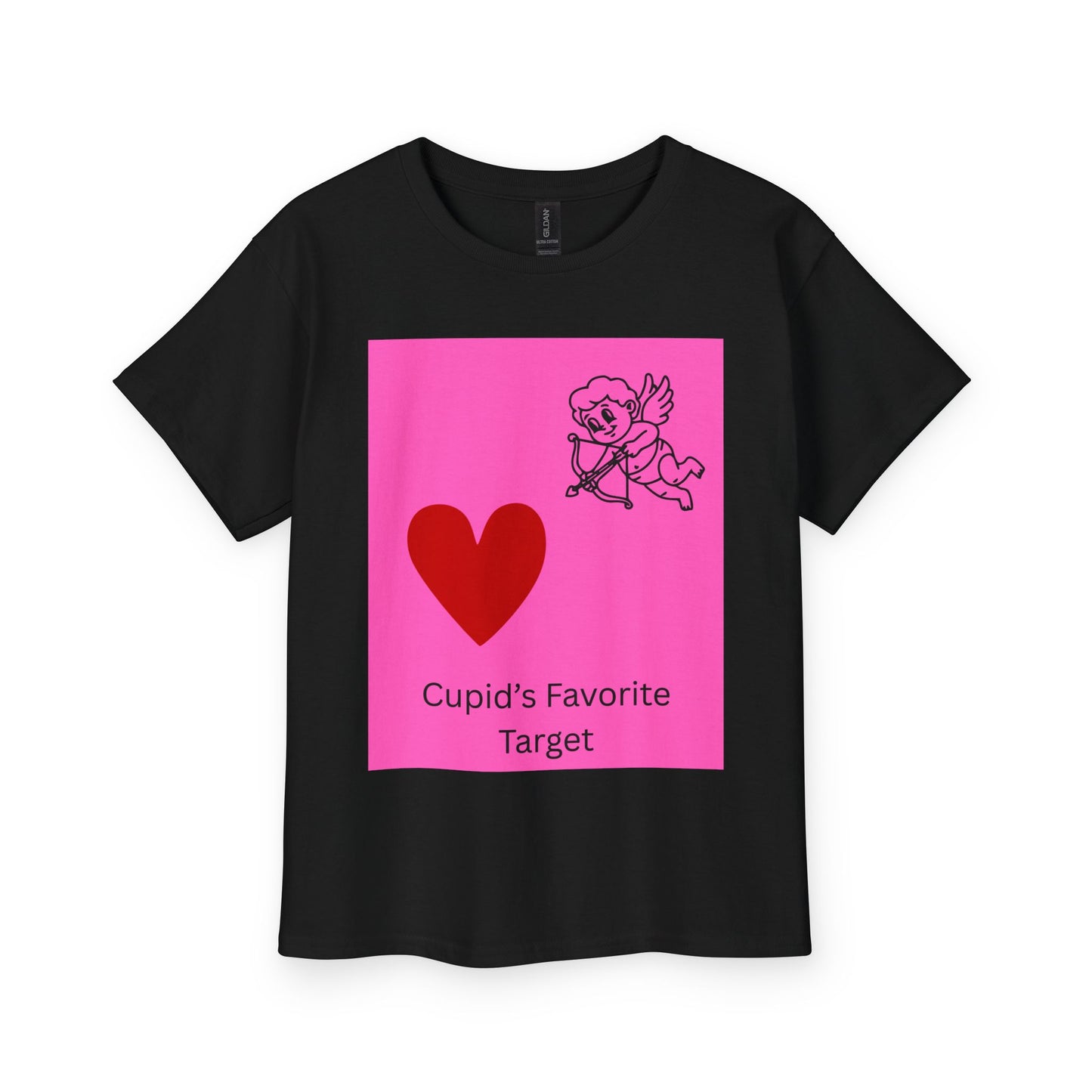 Youth Tee — "Cupid's Favorite Target" Valentine Heart Design