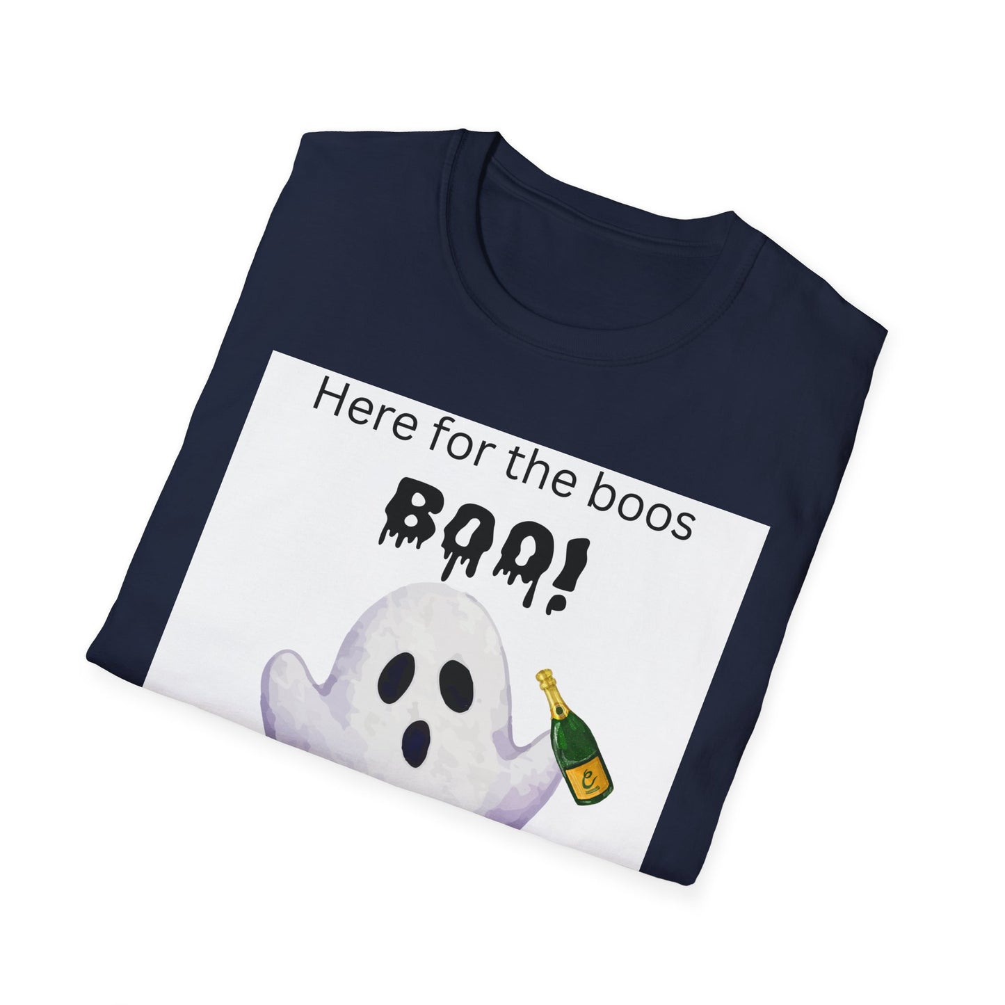 Halloween Ghost T-Shirt – "Here for the Boos" Boozy Ghost Party Tee