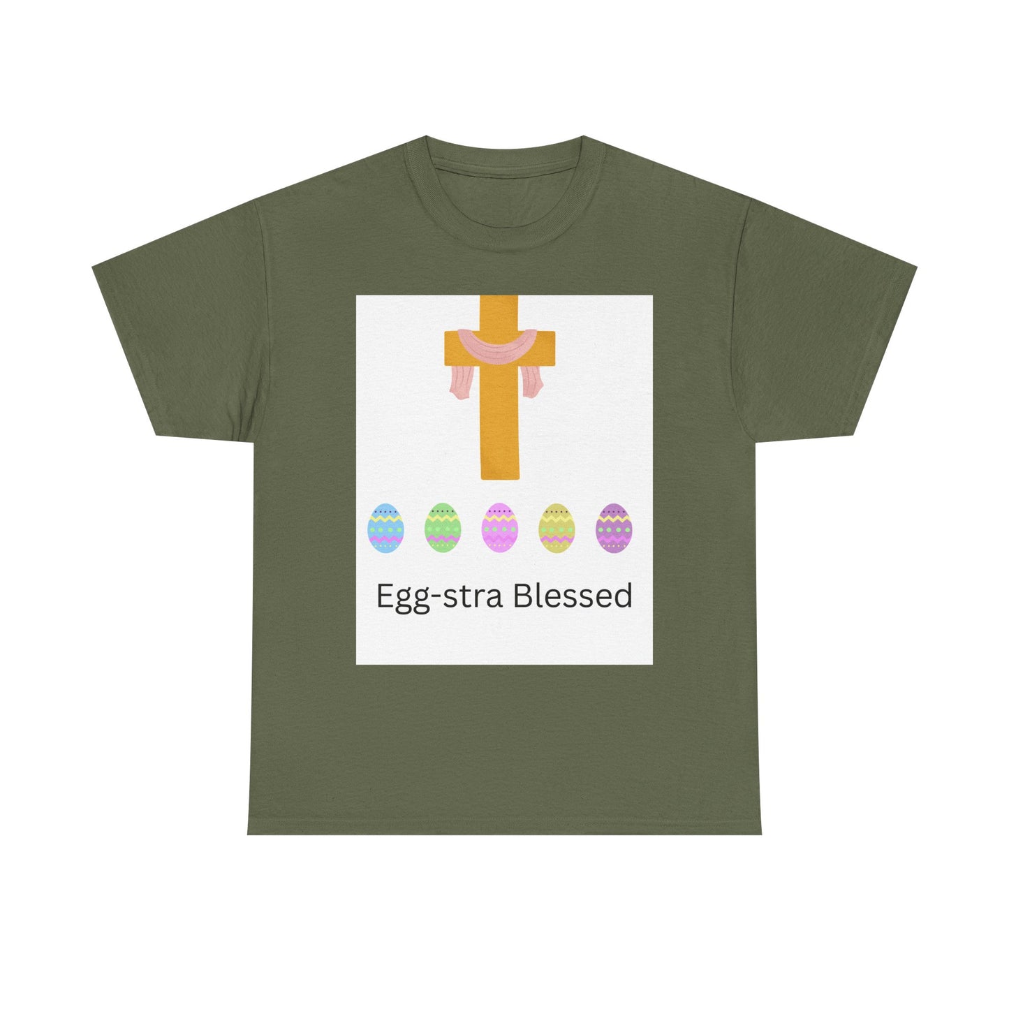 Easter Cross T-Shirt — "Egg-stra Blessed" Christian Easter Tee