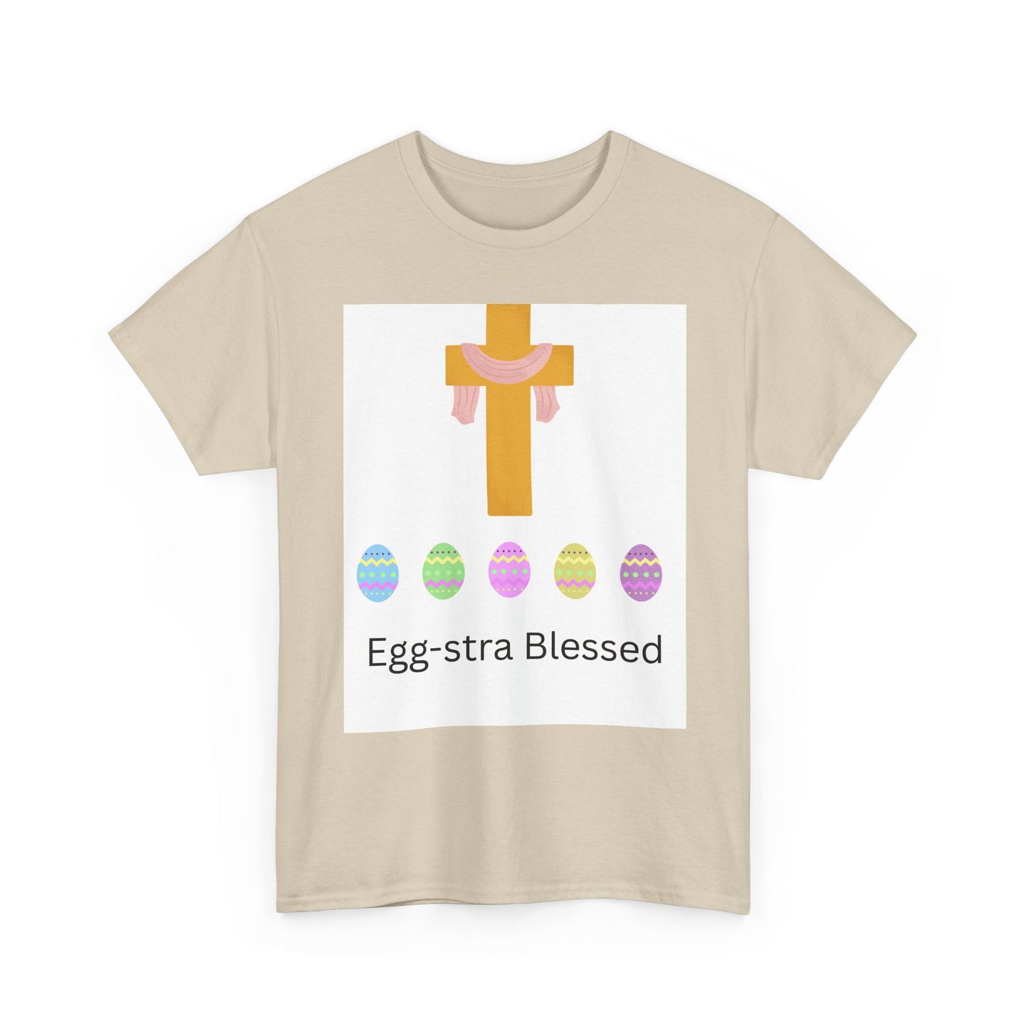 Easter Cross T-Shirt — "Egg-stra Blessed" Christian Easter Tee