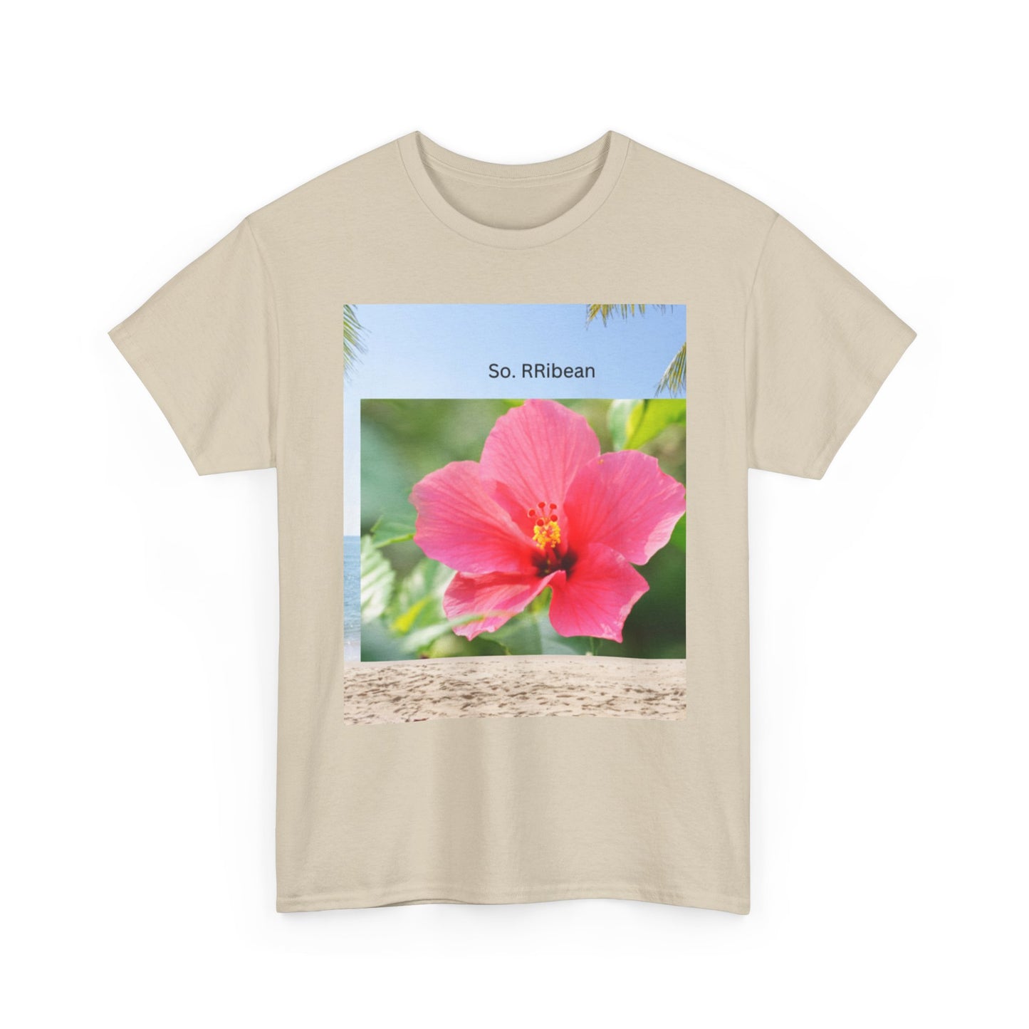 So. RIbbean Floral Unisex Heavy Cotton Tee - Tropical Vibe Summer Shirt