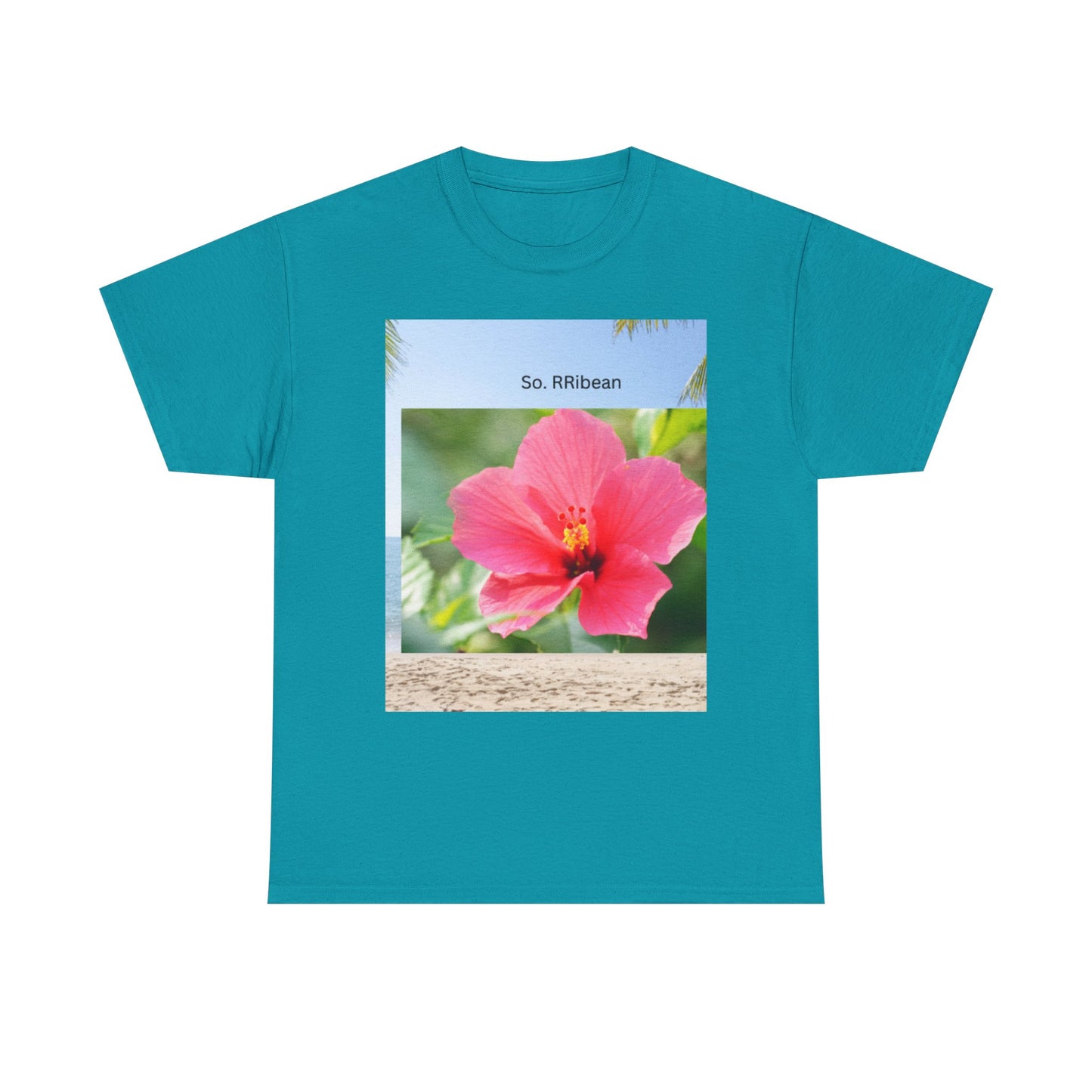 So. RIbbean Floral Unisex Heavy Cotton Tee - Tropical Vibe Summer Shirt