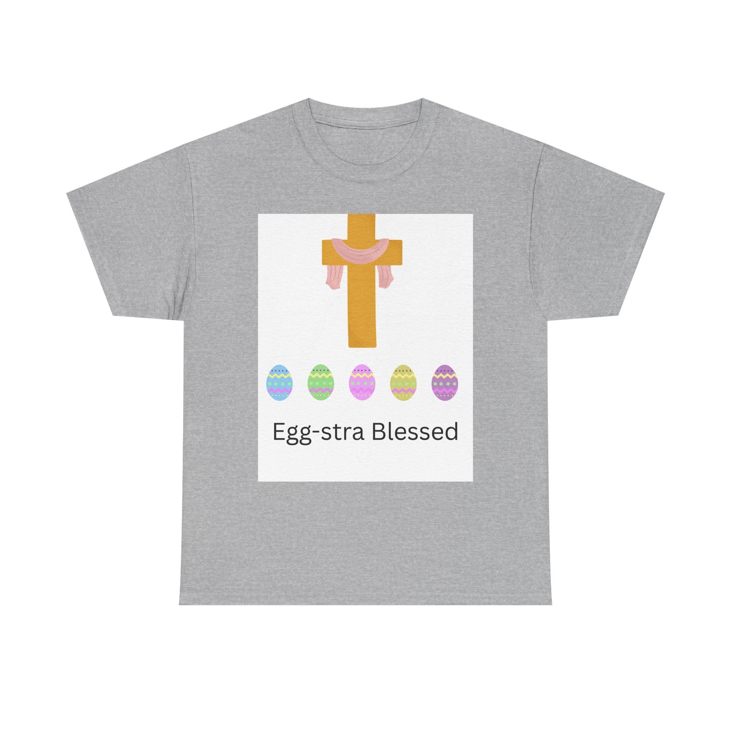 Easter Cross T-Shirt — "Egg-stra Blessed" Christian Easter Tee