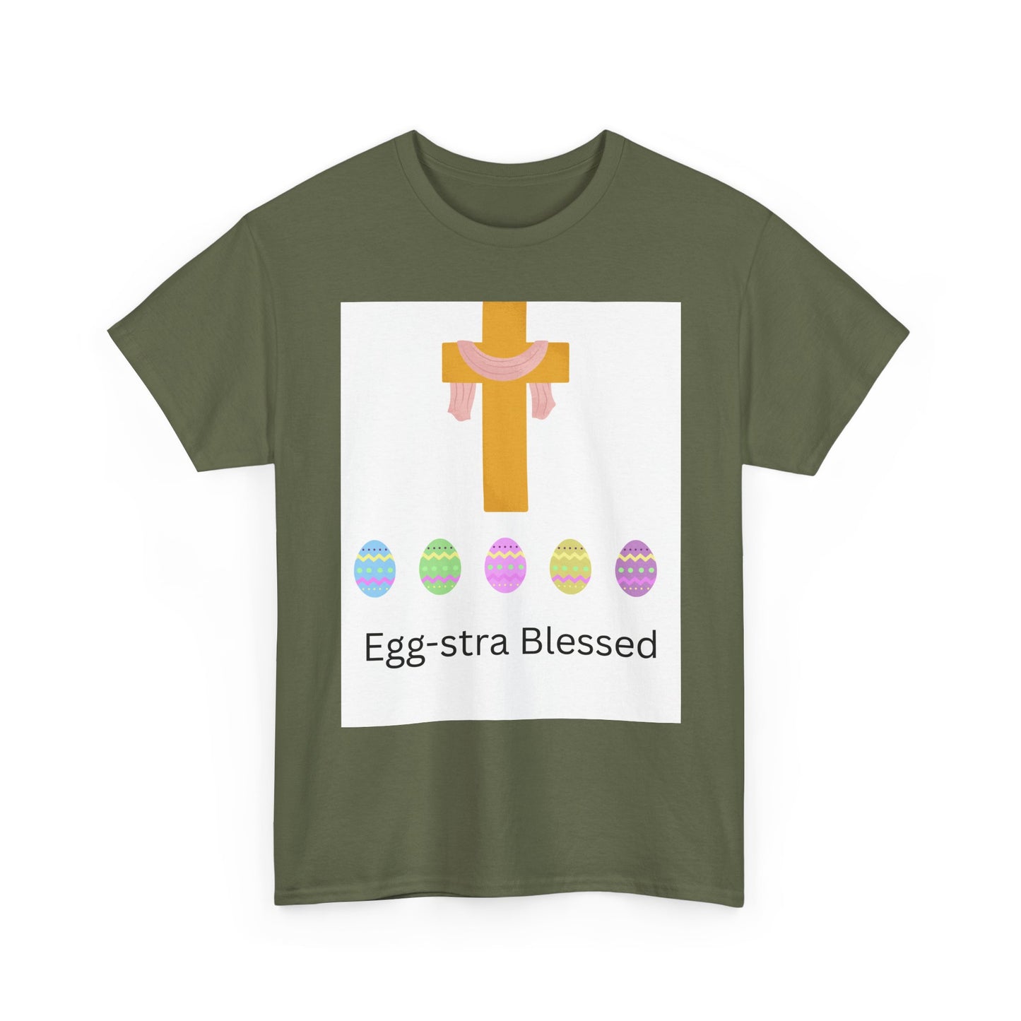 Easter Cross T-Shirt — "Egg-stra Blessed" Christian Easter Tee