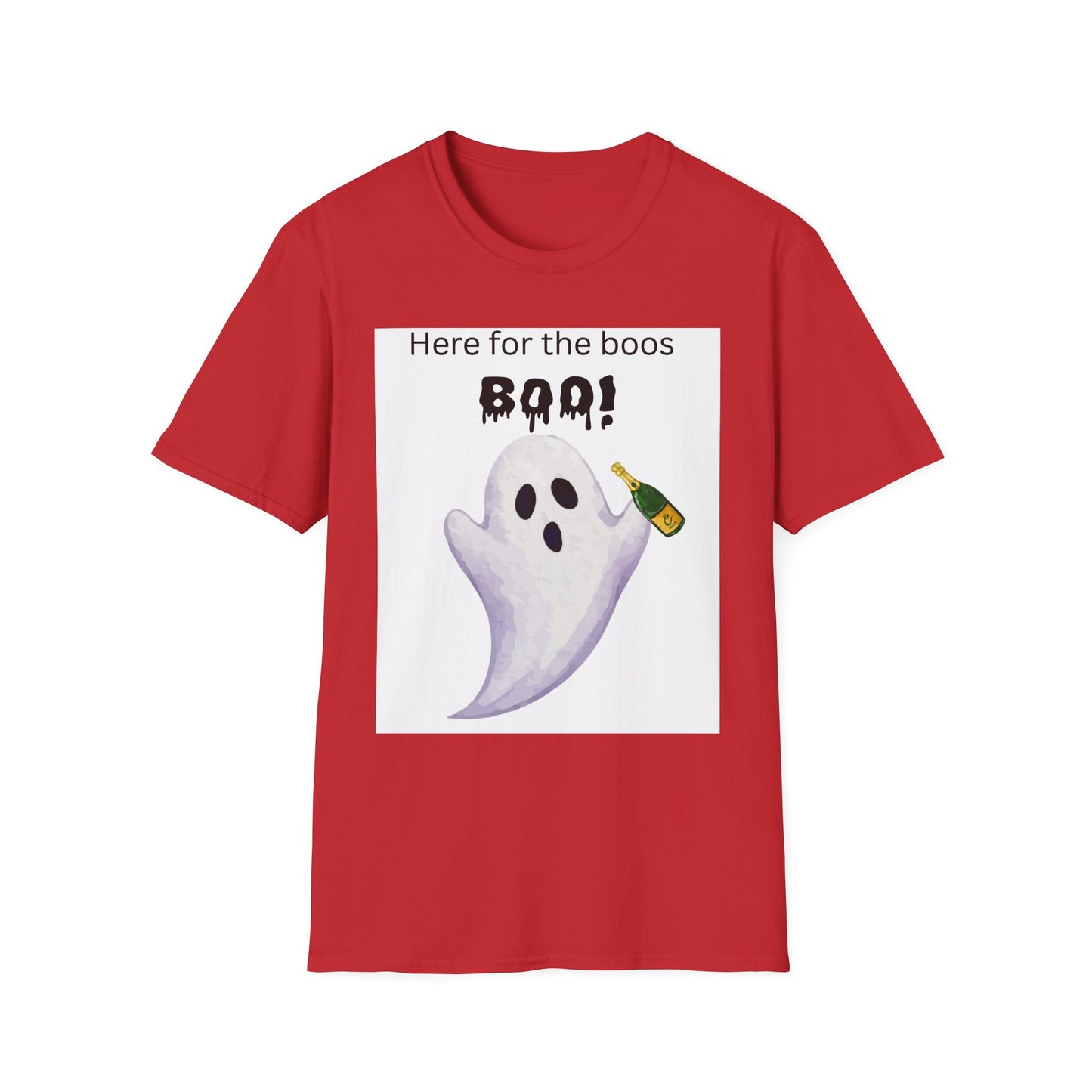 Halloween Ghost T-Shirt – "Here for the Boos" Boozy Ghost Party Tee