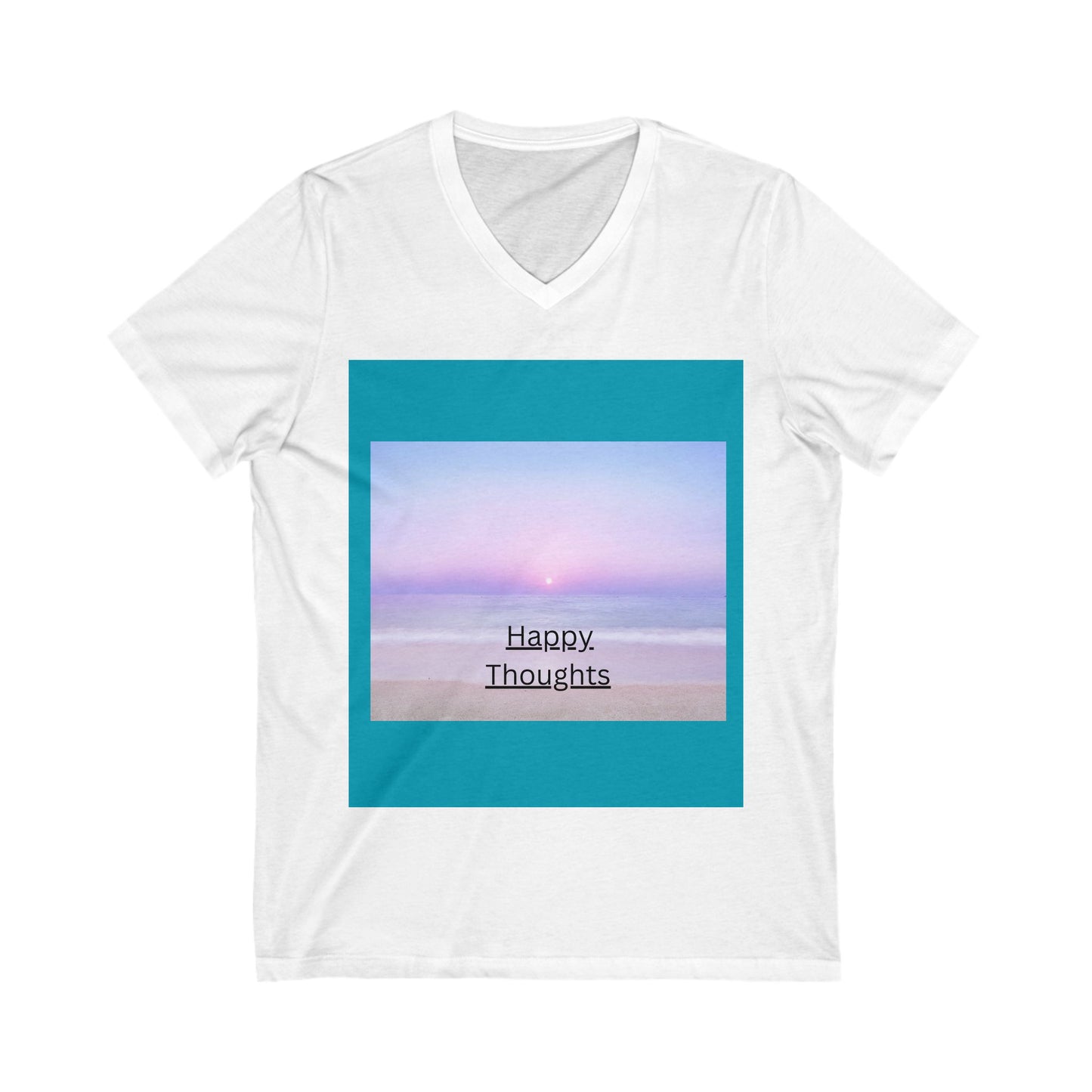 Happy Thoughts V-Neck Tee - Unisex Beach-Inspired Shirt