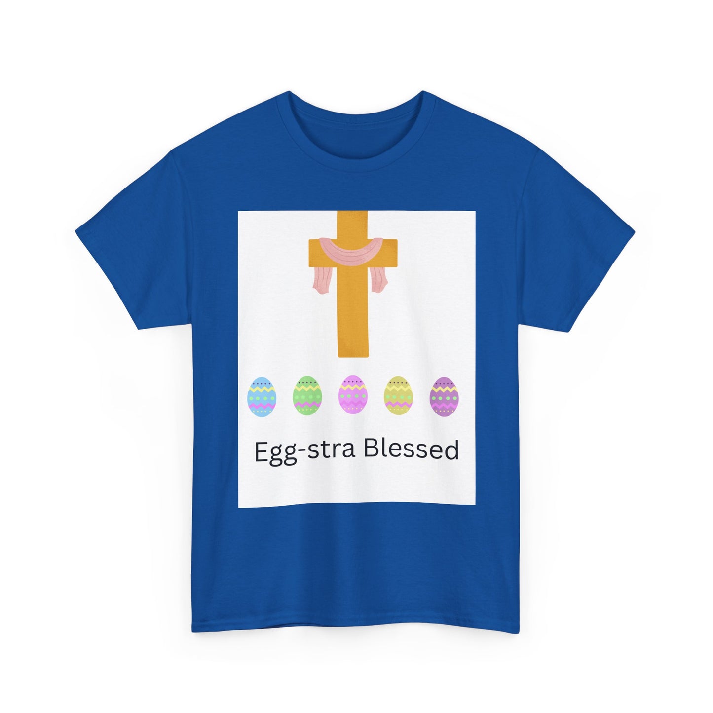 Easter Cross T-Shirt — "Egg-stra Blessed" Christian Easter Tee
